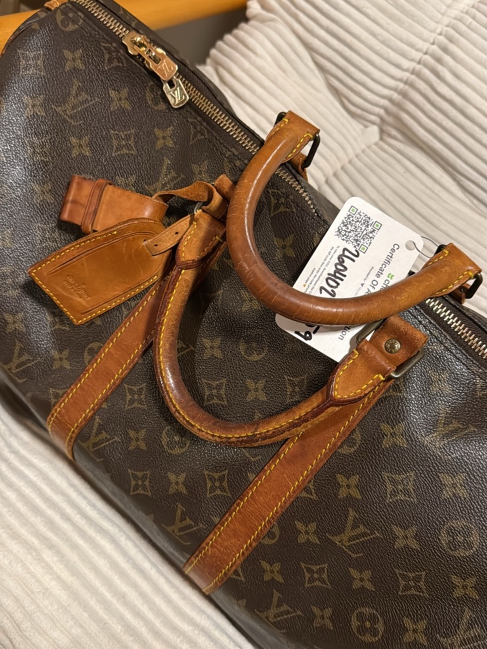 Louis Vuitton Monogram Keepall-Style Travel Bag in Brown and Tan